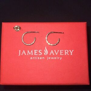 James Avery Gold Small Classic Hammered Hoops- 1 MISSING BACK